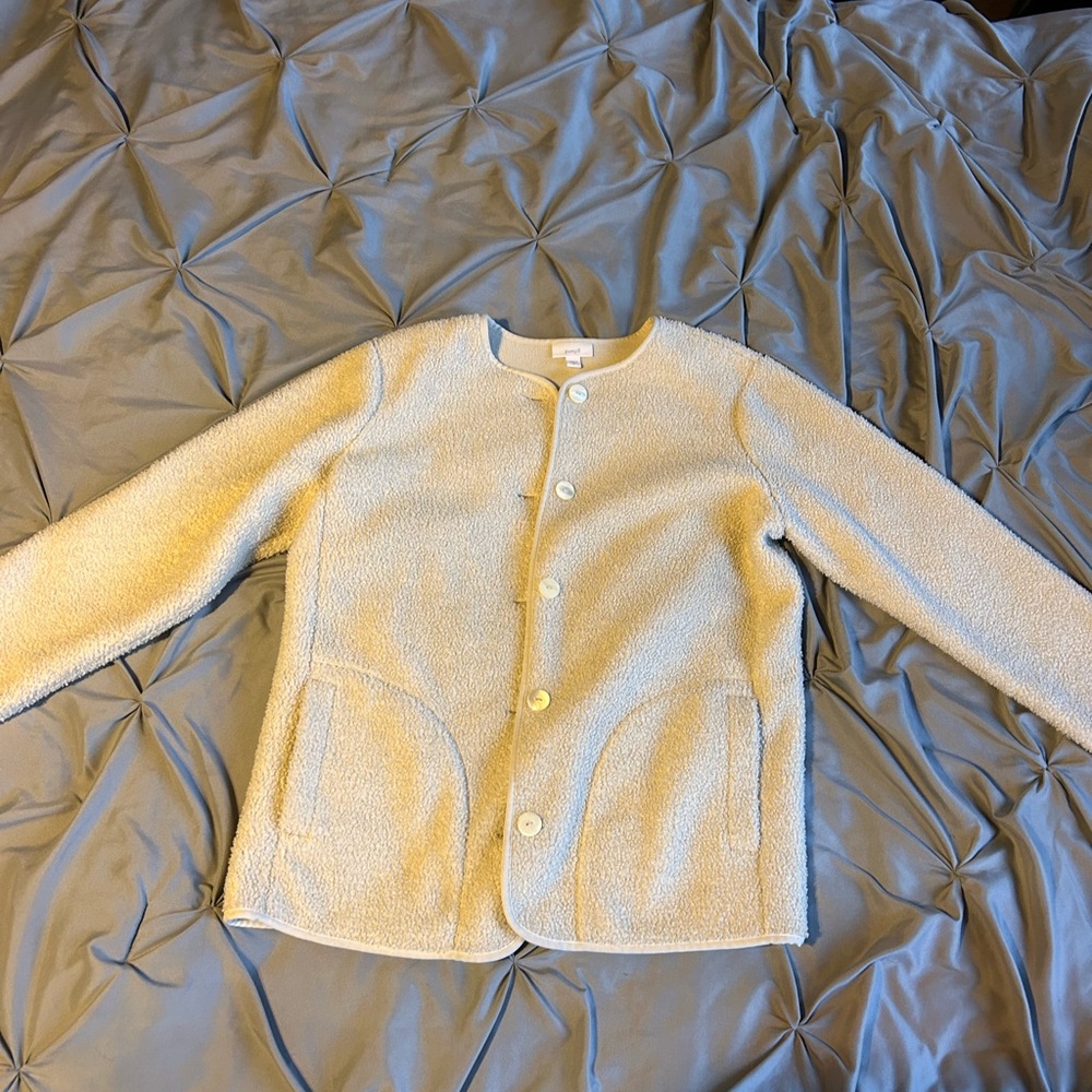 Pure Jill by J.‎ Jill Women's Fleece Lined Sherpa Jacket Sz XS Moonbeam (Cream)